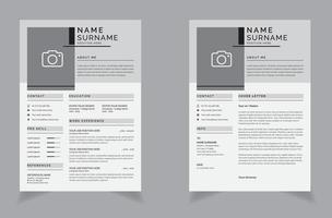 Gray Creative Resume Template CV letterhead, cover letter business layout job applications, personal profile vector set