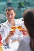 couple having lanch at beautiful restaurant photo