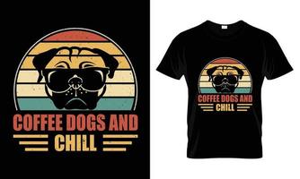 perros de café y diseño de camiseta chill vector