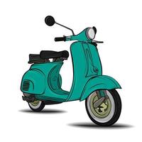 Vector illustration of turquoise scooter isolated on a white background