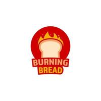 Burning baking bread logo icon with red flame illustration food beverage vector