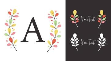 Colorful auntumn fall wreath laurel of leaf vector elements for monogram logo or illustration design