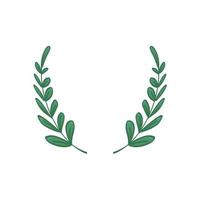 Green cartoon handrawing leaf laurel wreath vector