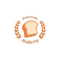 símbolo de insignia de icono de logotipo de panadería de pan casero en estilo clásico con elemento de decoración de vector de corona de trigo