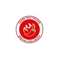 restaurante picante especial chili logo icono símbolo caliente con fuego ilustración sello distintivo vector