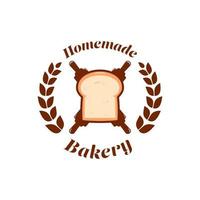 logotipo de pan de panadería casero con símbolo de icono de rodillo de panadería en estilo clásico vector