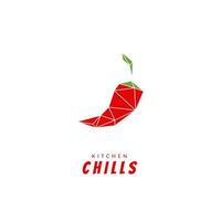 Low poly abstract kitchen red chilli pepper logo icon modern simple illustration vector