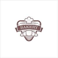 hand drawing croissant bakery badge logo emblem insignia vintage style icon vector