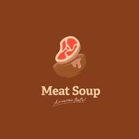 Awesome taste meat soup logo icon with bowl and meat illustration vector delicious overflow soup big portion
