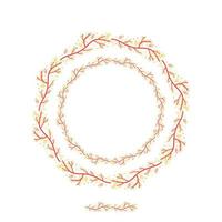 set red branches wreath with leaves vector