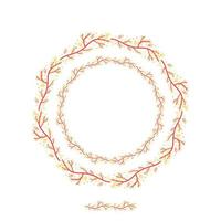 set red branches wreath with leaves vector