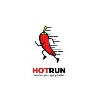 Hot run logo, quick fast running chilli mascot character logo icon symbol for spicy food logo vector