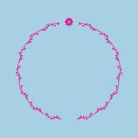 Violet flower branch wreath circle frame template vector