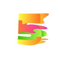 Number 5 character in fluid art style gradient illustration icon vector