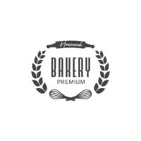 Homemade premium bakery logo badge symbol with wheat wreath element vector