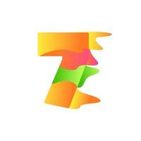 Number 7 character in fluid art style gradient illustration icon vector