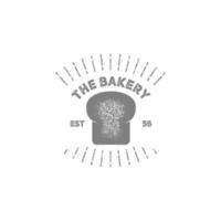 Vintage bakery logo symbol with sun burst stamp grain texture style vector