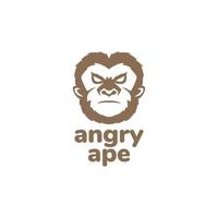 cara enojada primate simio diseño de logotipo vector