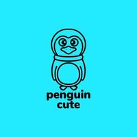 cute little penguin logo design vector