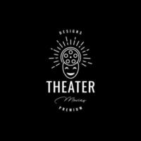 mask theater smile movie logo design vector