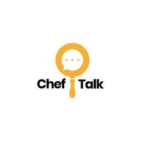 cook pan with bubble talk logo design vector