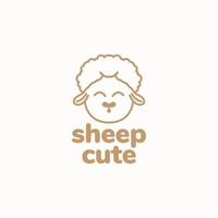 head cute lamb logo design vector