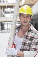 hard worker on construction site photo