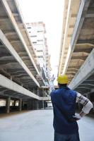 hard worker on construction site photo