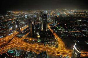 Panorama of down town Dubai city at night photo