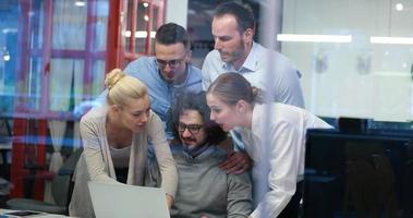 Startup Business Team At A Meeting at modern office building photo