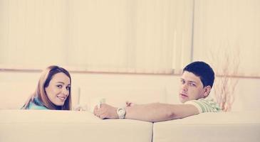 couple relaxing at home photo