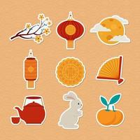 Mid Autumn Sticker Collection vector