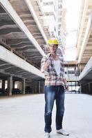 hard worker on construction site photo