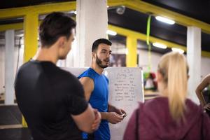 athletes getting instructions from trainer photo