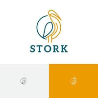 Stork Bird Animal Circle Unique Monoline Logo vector