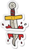 sticker of a cartoon dagger tattoo vector