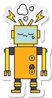 sticker of a cute cartoon malfunctioning robot vector