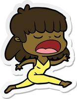 sticker of a cartoon woman talking loudly vector