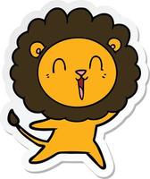 pegatina de una caricatura de león riendo vector