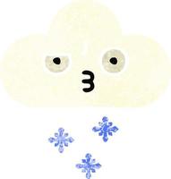 retro illustration style cartoon snow cloud vector