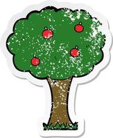 distressed sticker of a cartoon apple tree vector