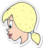 sticker of a cartoon pretty female face vector