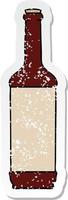 distressed sticker of a quirky hand drawn cartoon wine bottle vector