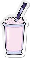 sticker of a cartoon milkshake vector