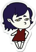 sticker of a cartoon vampire girl vector