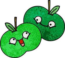 manzanas de dibujos animados de textura grunge retro vector