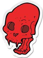 sticker of a cartoon spooky vampire skull vector