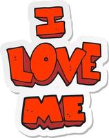 sticker of a i love me cartoon symbol vector