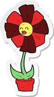 sticker of a cartoon flower vector