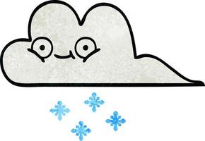 nube de nieve de dibujos animados de textura grunge retro vector